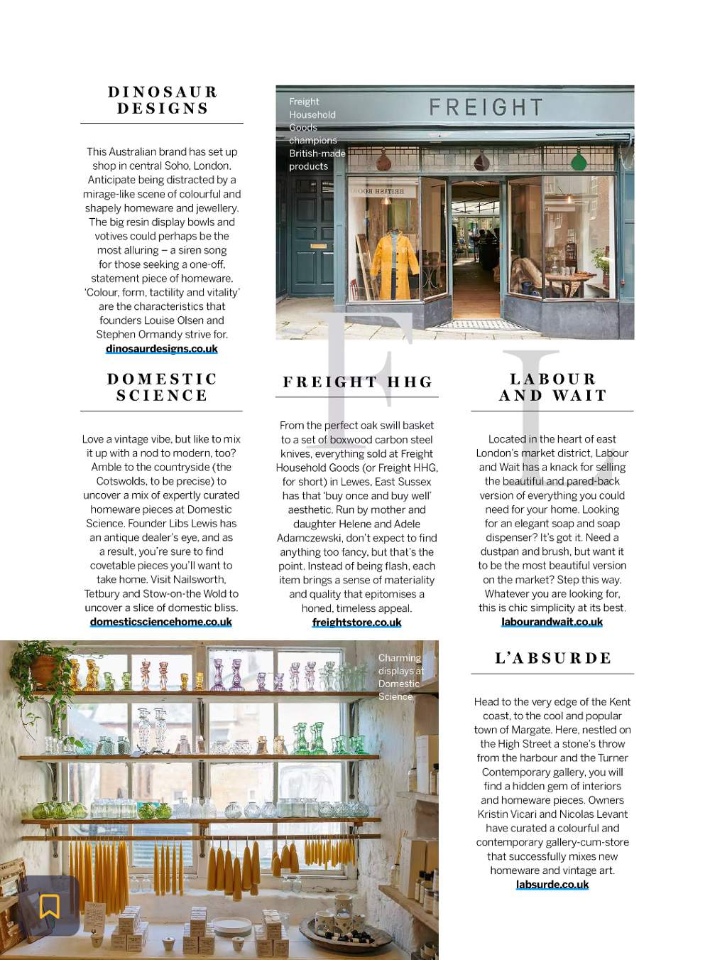 domestic science press homes and gardens shop feature