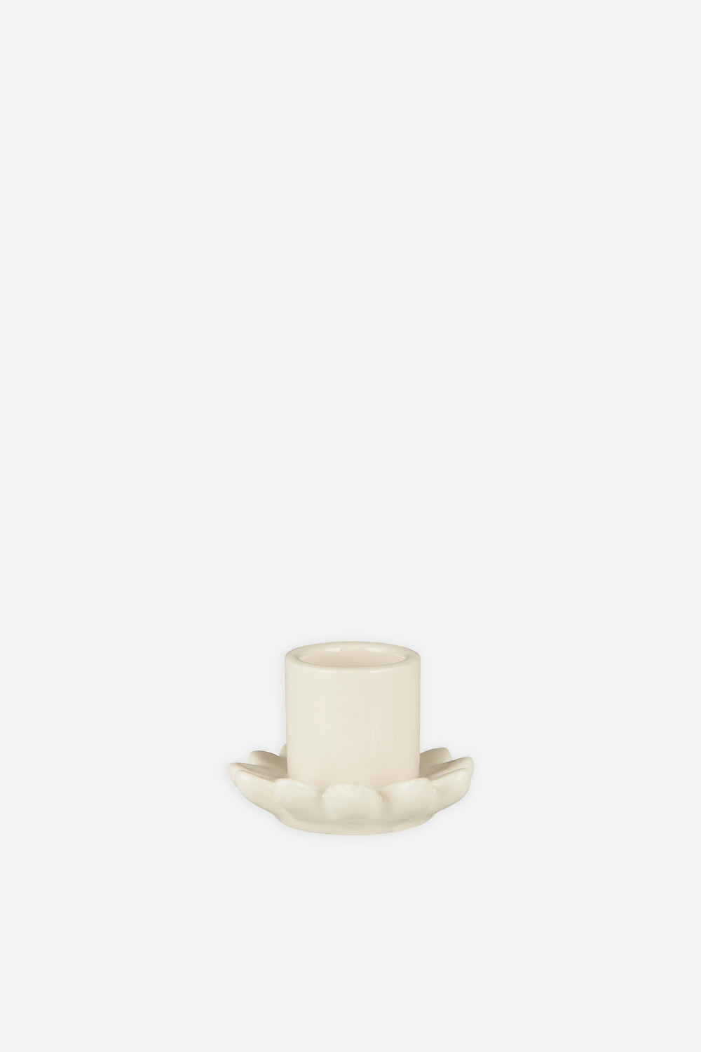 small ceramic flower candle holder in cream
