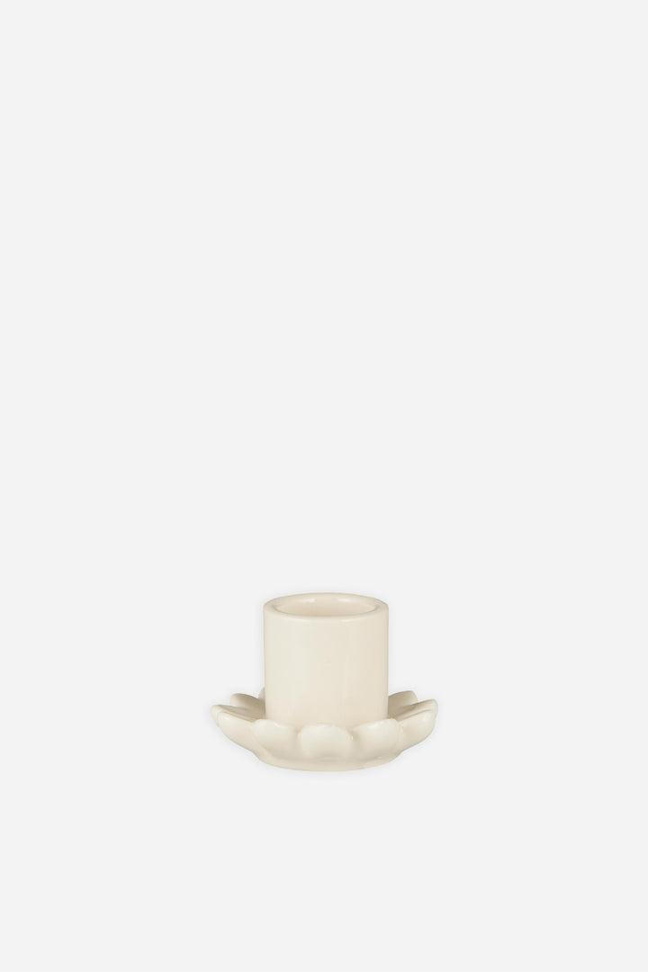 small ceramic flower candle holder in cream