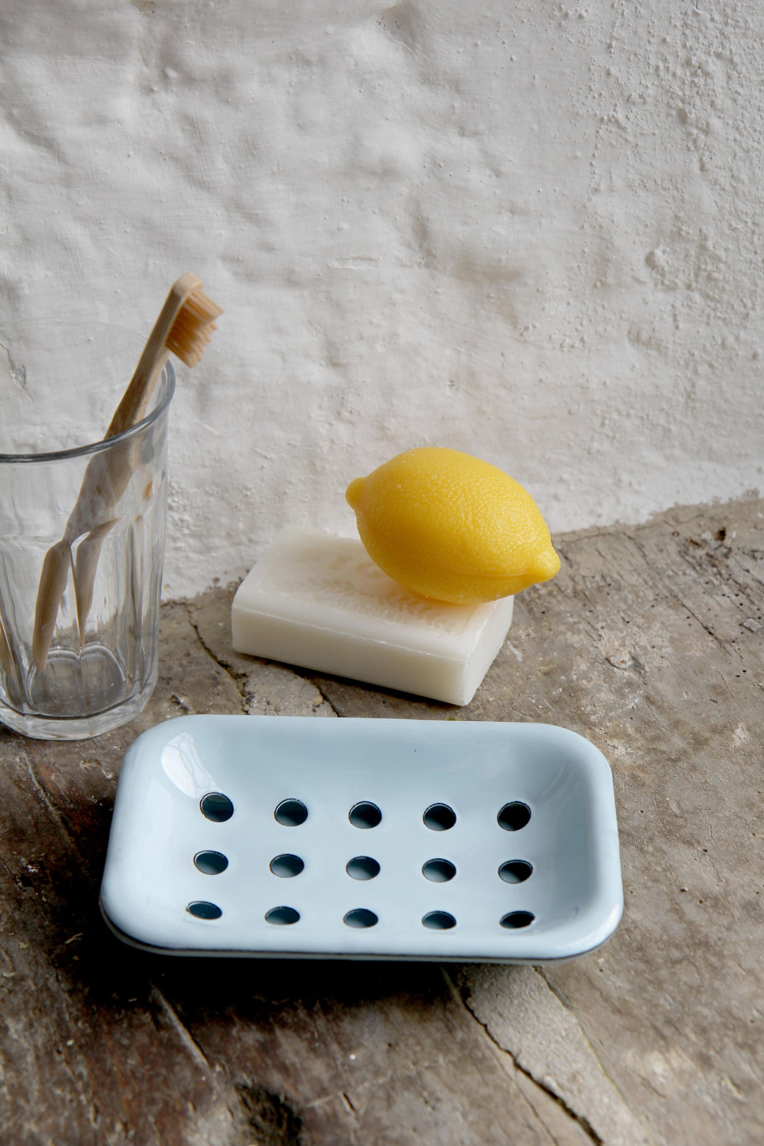 Two-Part Enamel Soap Dish / Blue