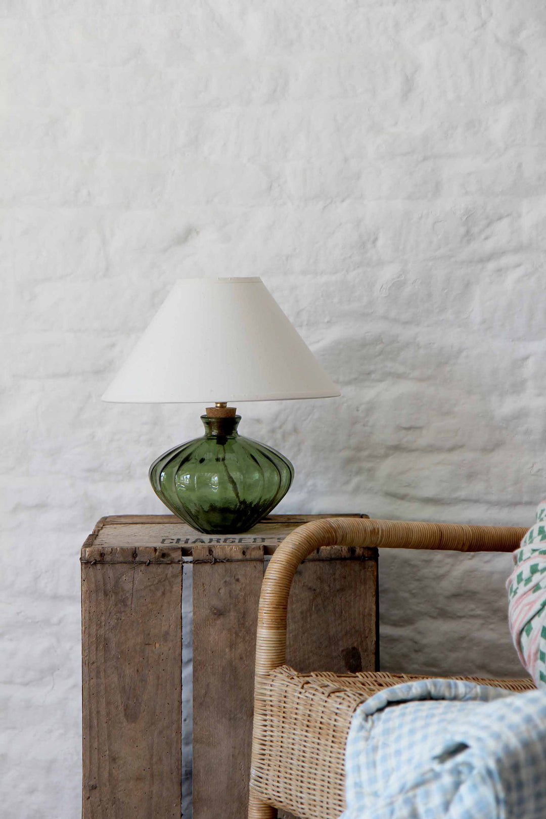 Fluted Ellipse Table Lamp 20cm / Sage Green