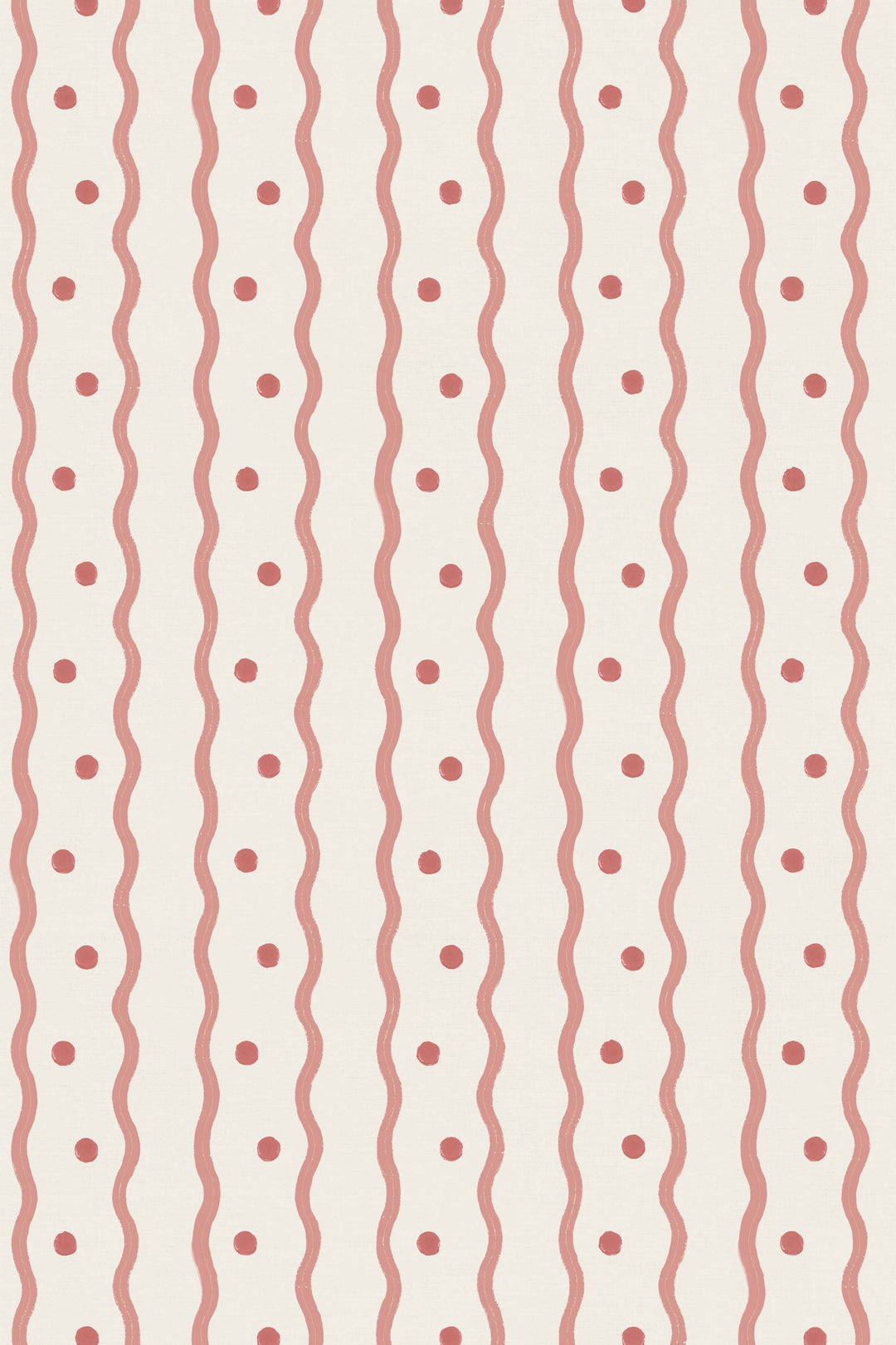 wavy stripe and spot wallpaper in rosy posy pink