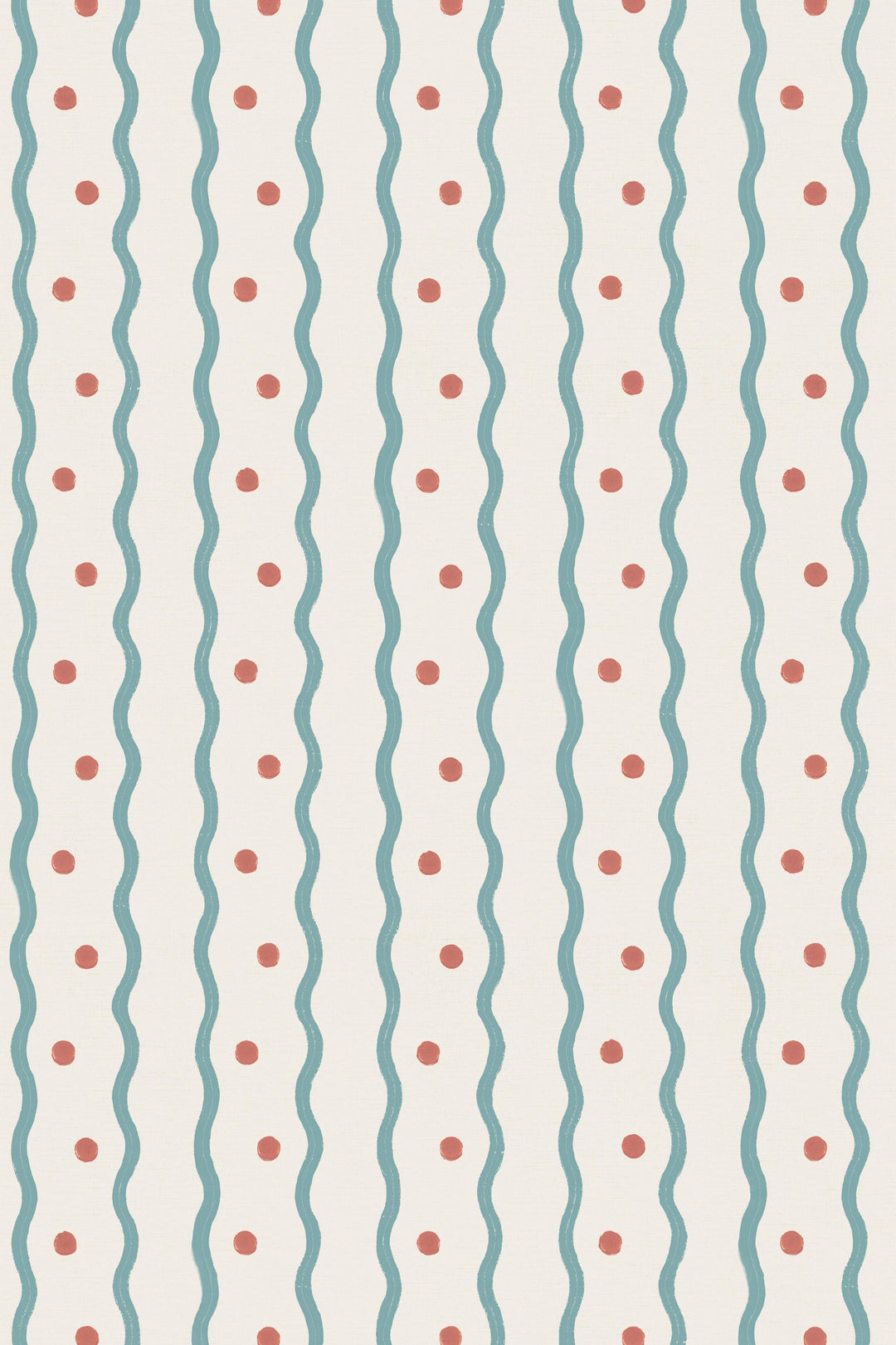 honefleur wavy stripe cornflower blue and red spot wallpaper by domestic science home