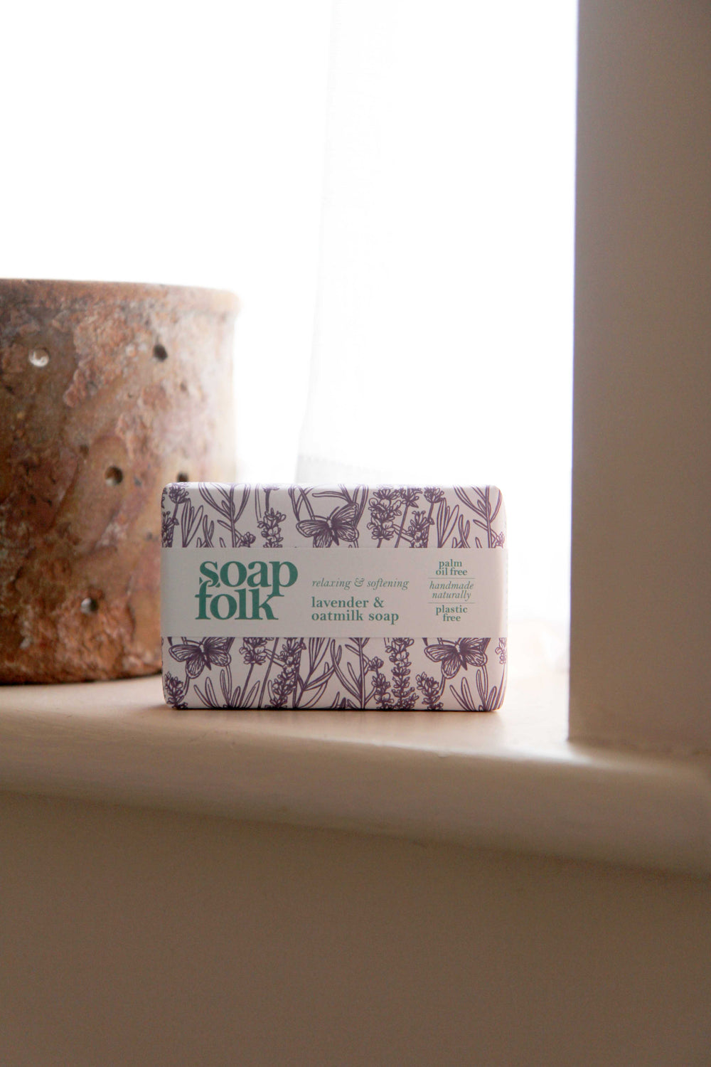 soap folk lavender and oat milk bar of soap on shelf