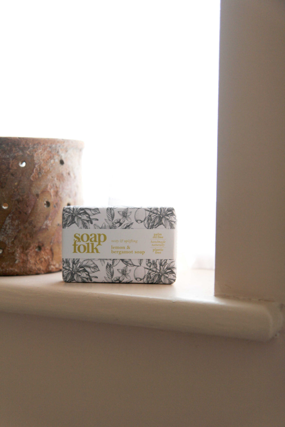 soap folk lemon and bergamot bar of soap on shelf