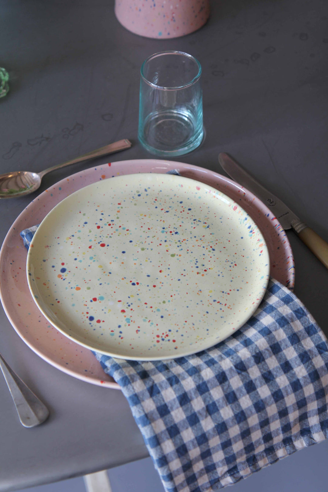 Stoneware Splatter Salad Plate 22cm / Yellow