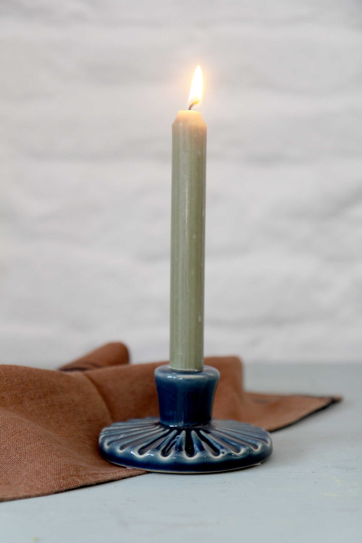 Navy Ceramic Round Candle Holder