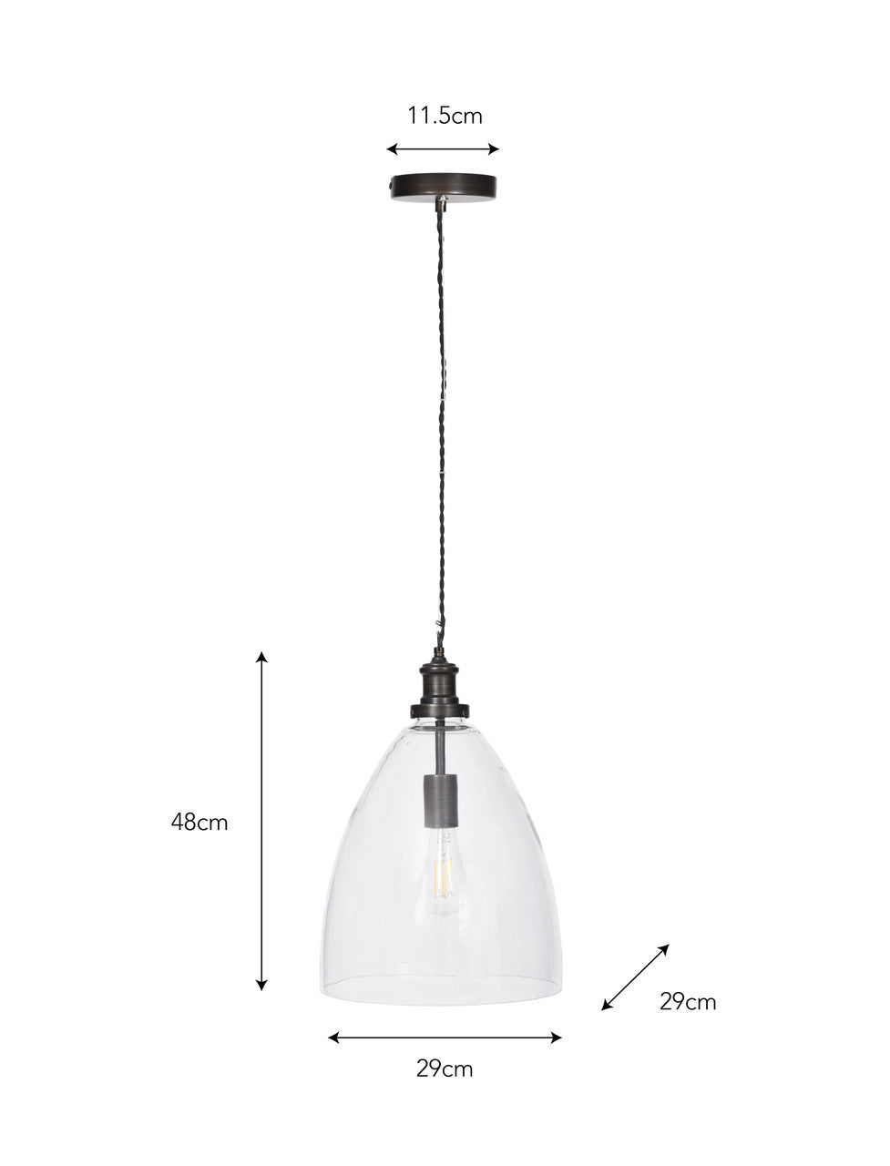 Hoxton Bullet Pendant Light / Antique Bronze