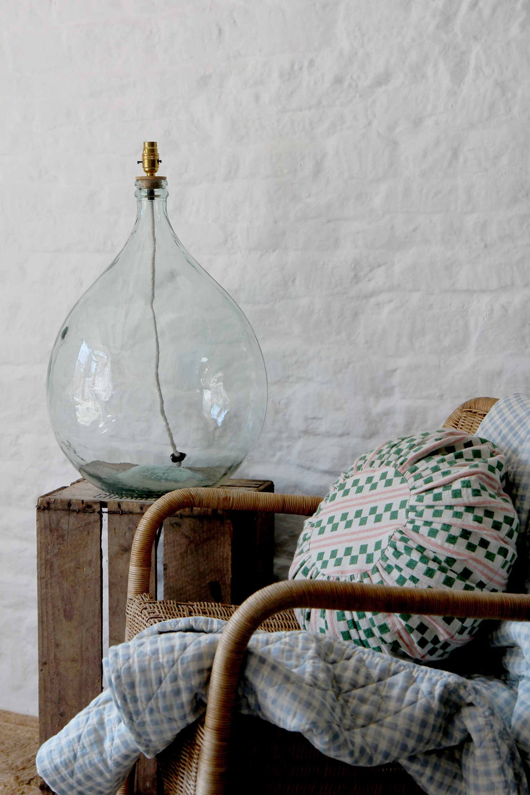 Large Clear Glass Lamp Base / 62cm