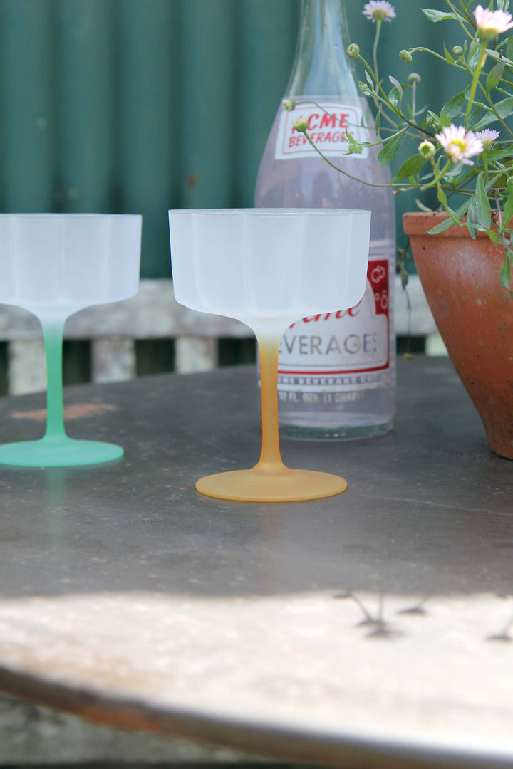 lillie cocktail glasses with amber yellow stem