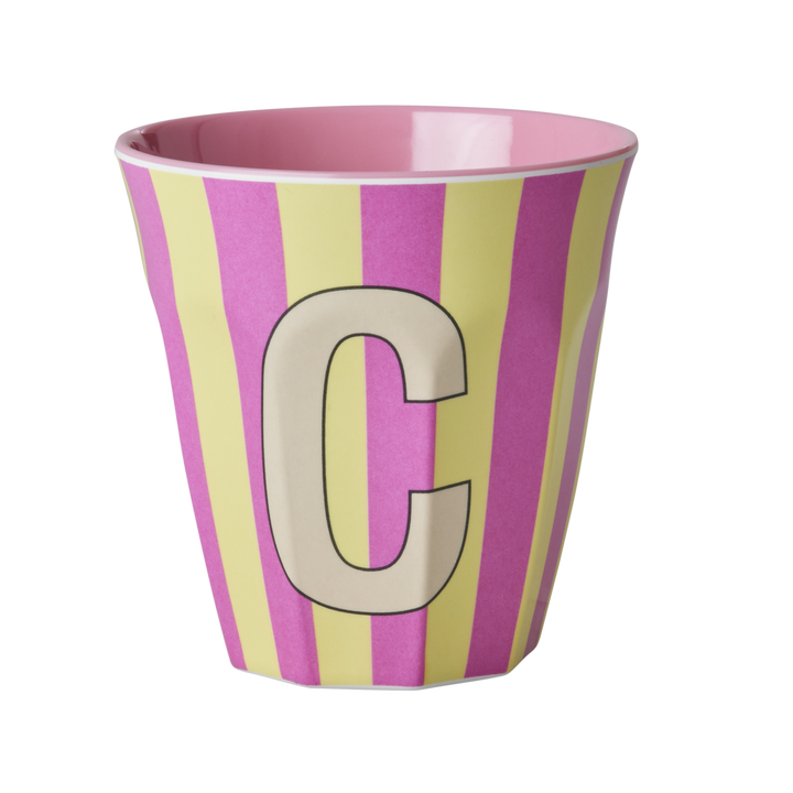 Striped Melamine Cup / Letter C