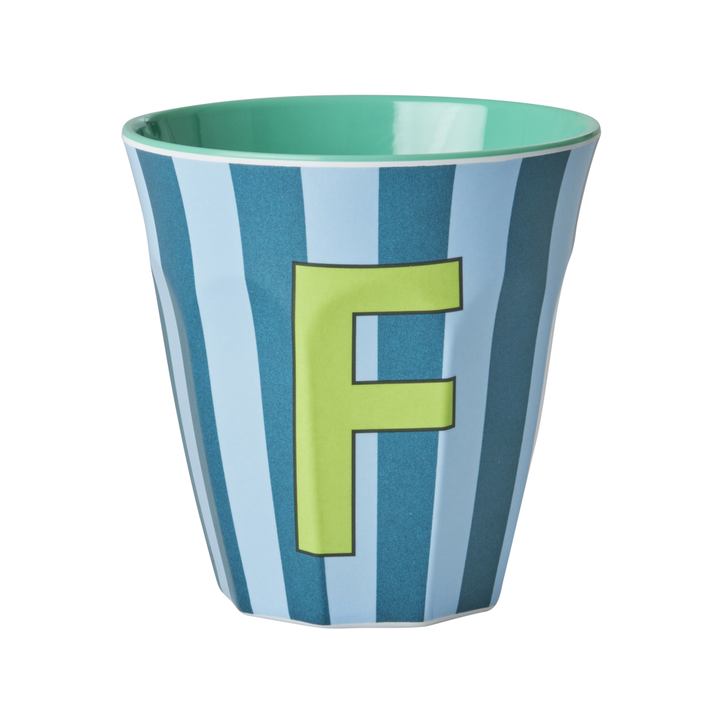 Striped Melamine Cup / Letter F