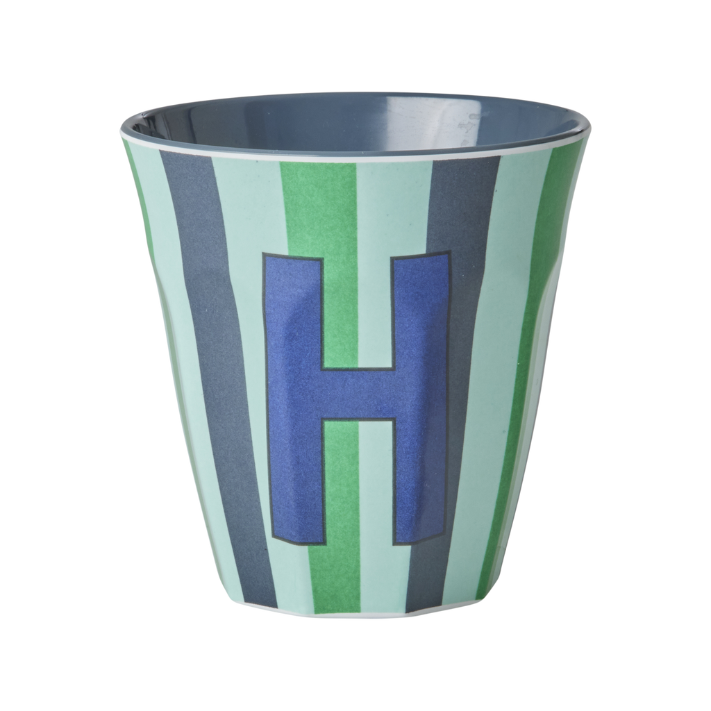 Striped Melamine Cup / Letter H