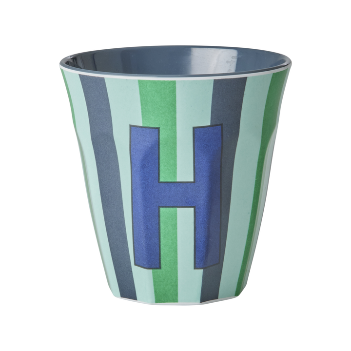Striped Melamine Cup / Letter H