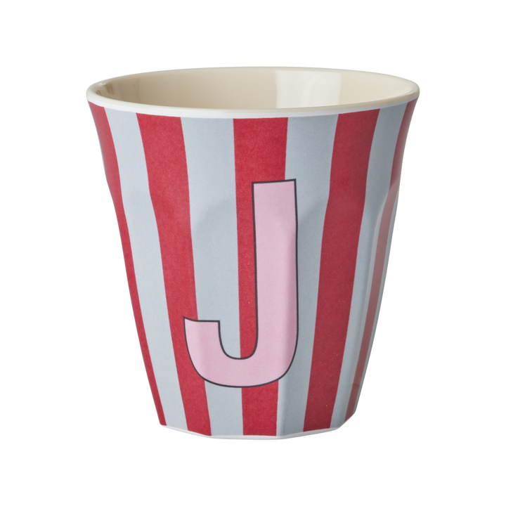 Striped Melamine Cup / Letter J