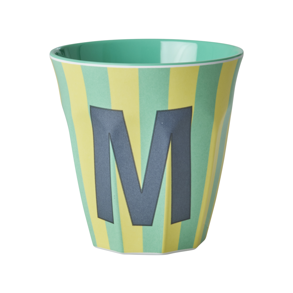 Striped Melamine Cup / Letter M