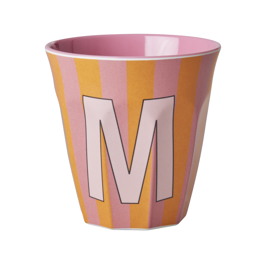 Striped Melamine Cup / Letter M