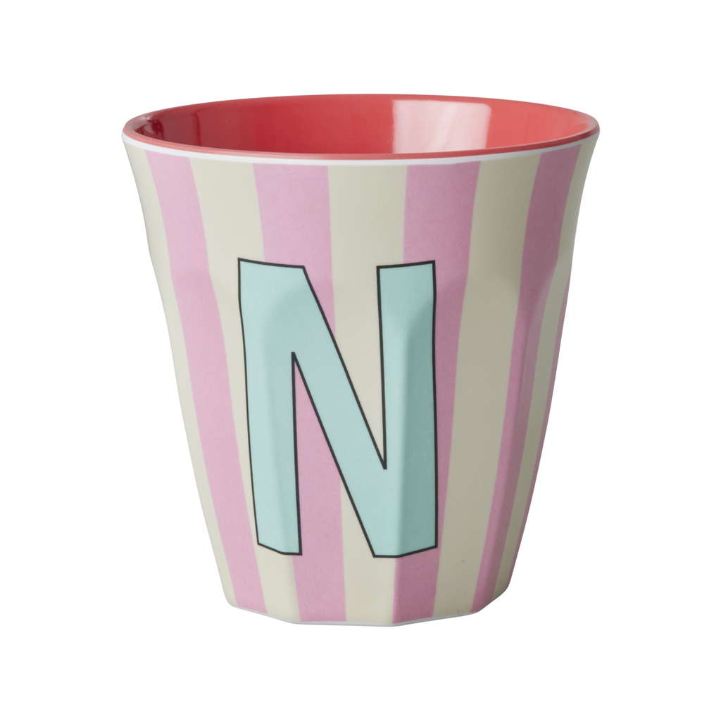Striped Melamine Cup / Letter N