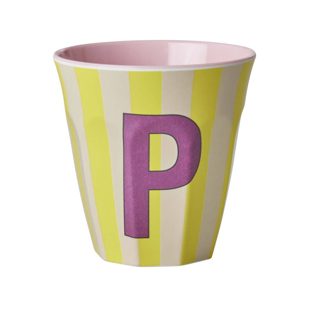 Striped Melamine Cup / Letter P