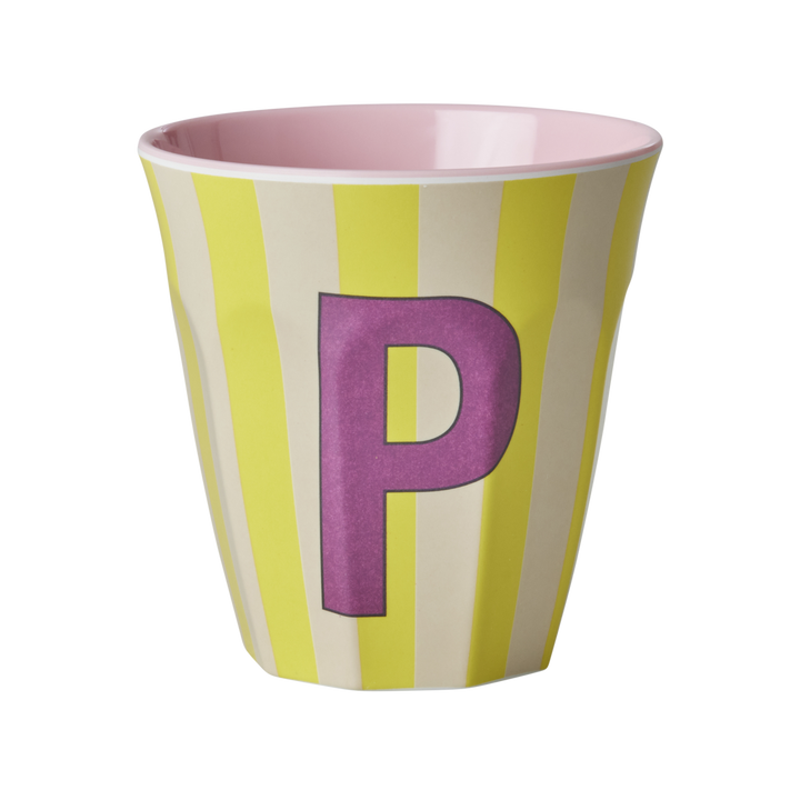Striped Melamine Cup / Letter P