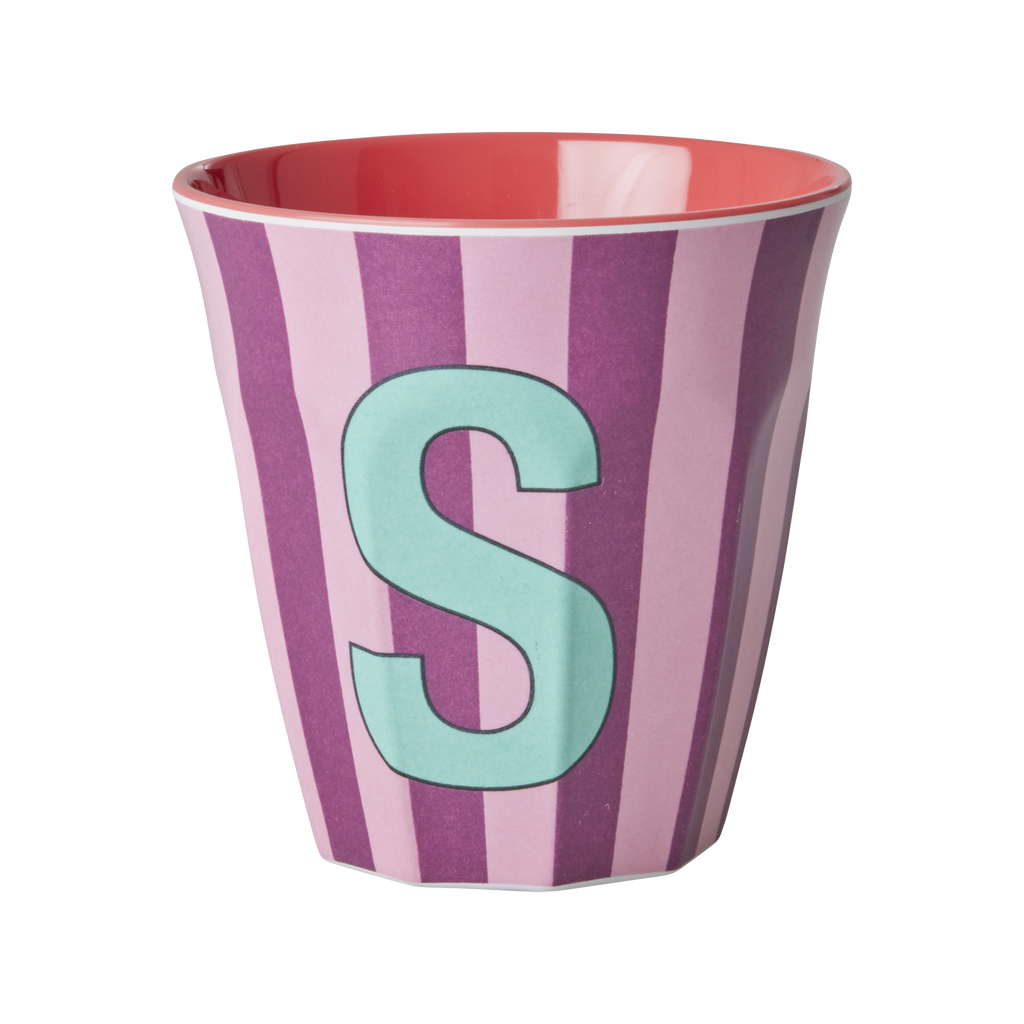 Striped Melamine Cup / Letter S