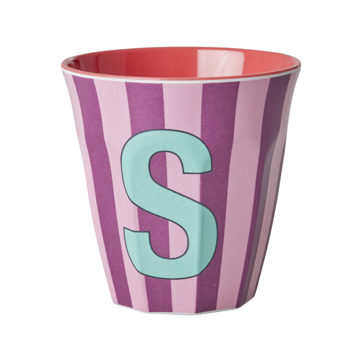Striped Melamine Cup / Letter S