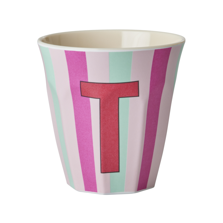 Striped Melamine Cup / Letter T