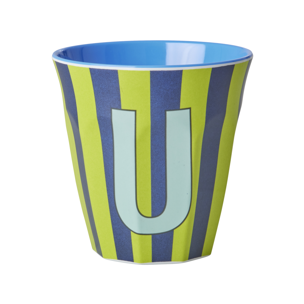 Striped Melamine Cup / Letter U