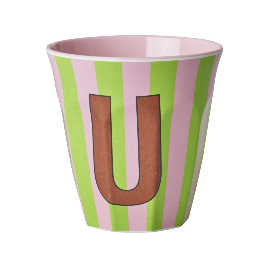 Striped Melamine Cup / Letter U