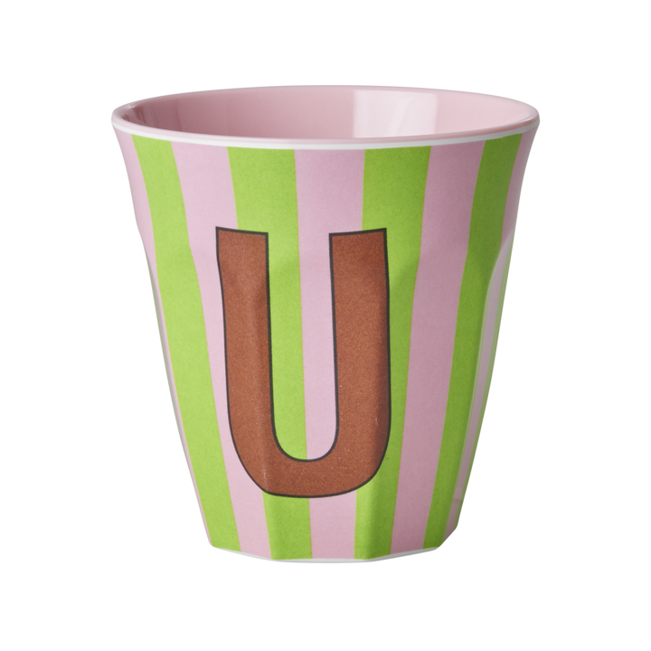 Striped Melamine Cup / Letter U
