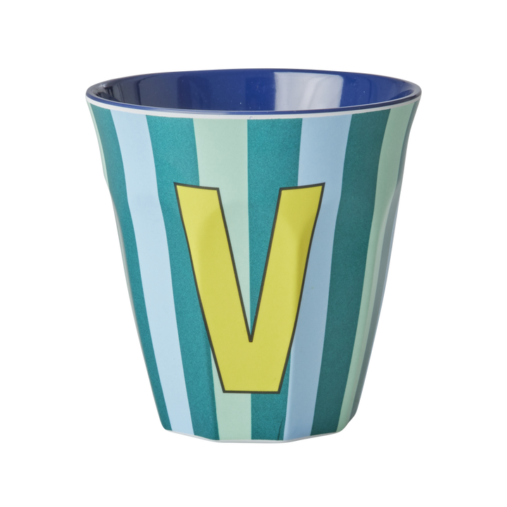 Striped Melamine Cup / Letter V