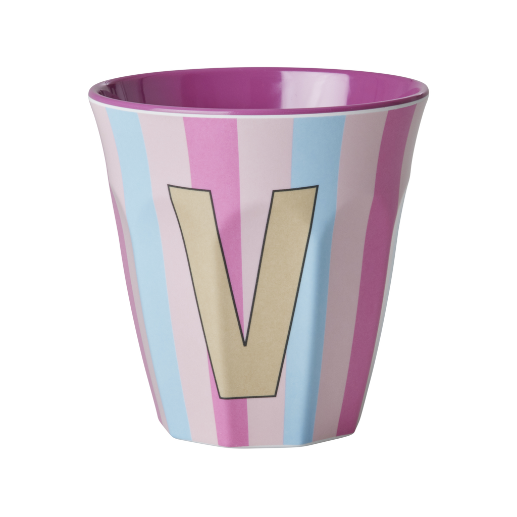 Striped Melamine Cup / Letter V