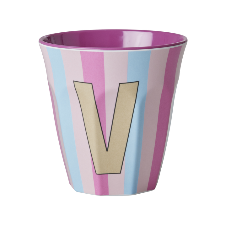 Striped Melamine Cup / Letter V