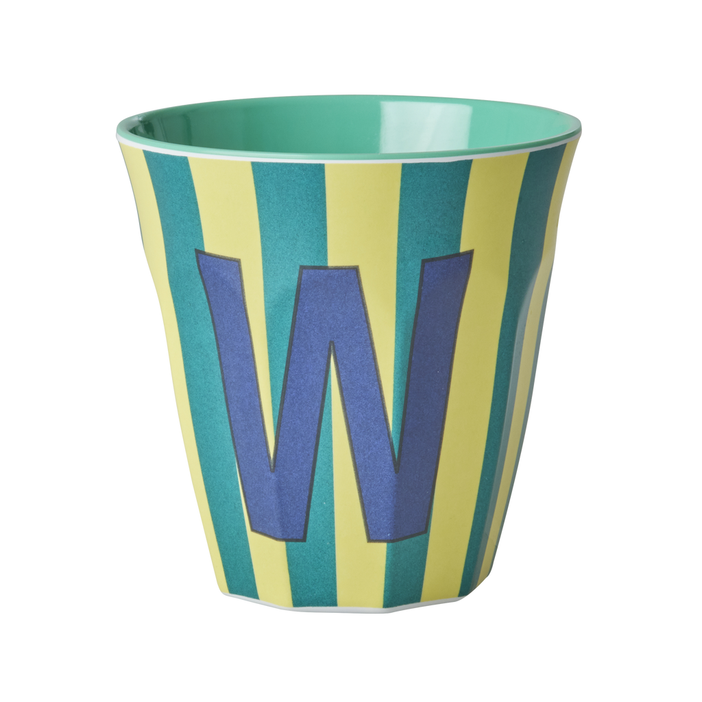 Striped Melamine Cup / Letter W