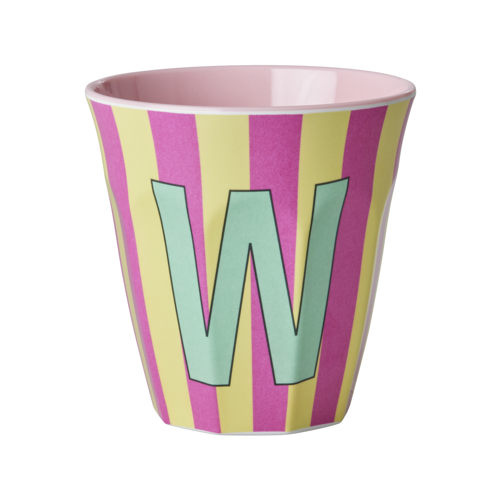 Striped Melamine Cup / Letter W