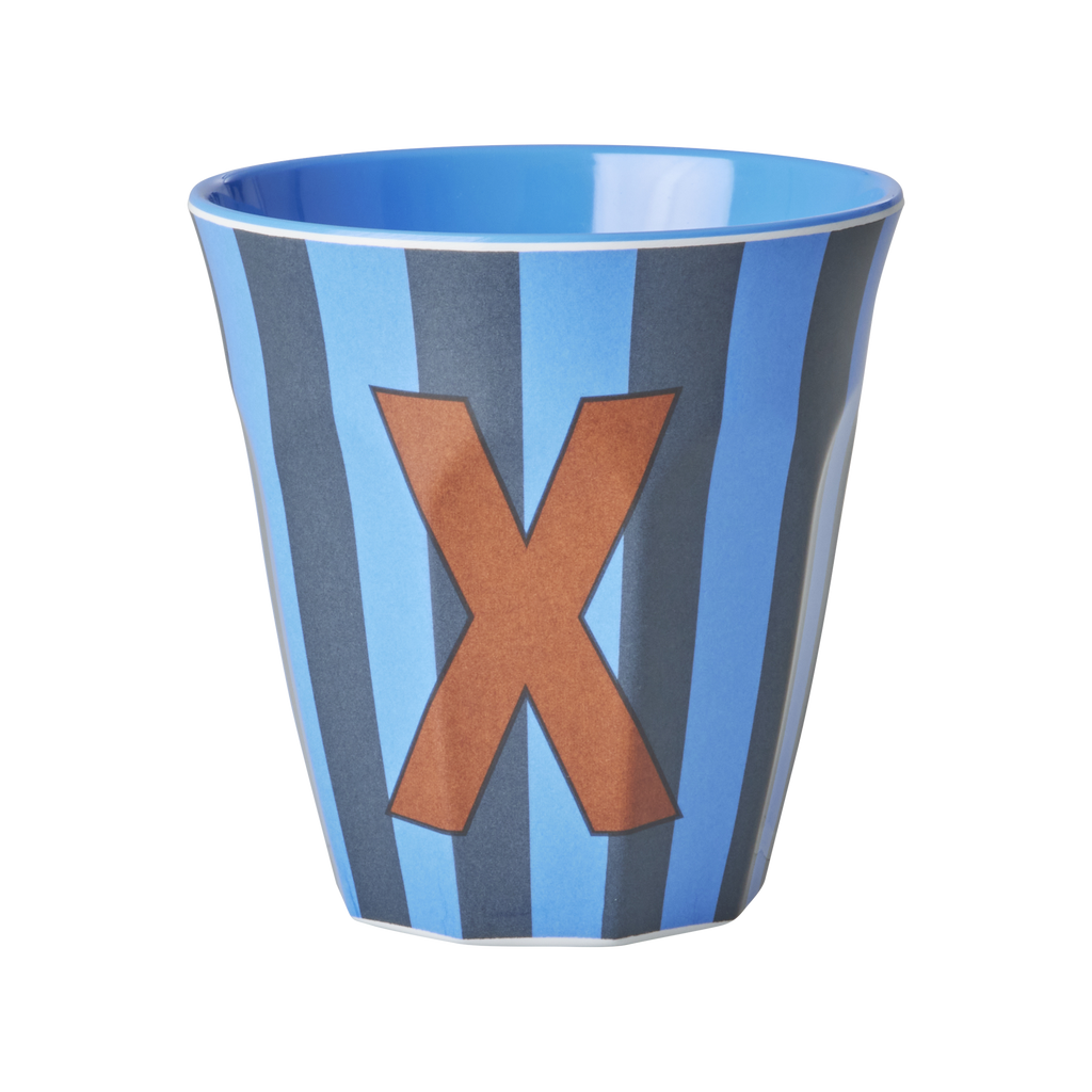 Striped Melamine Cup / Letter X