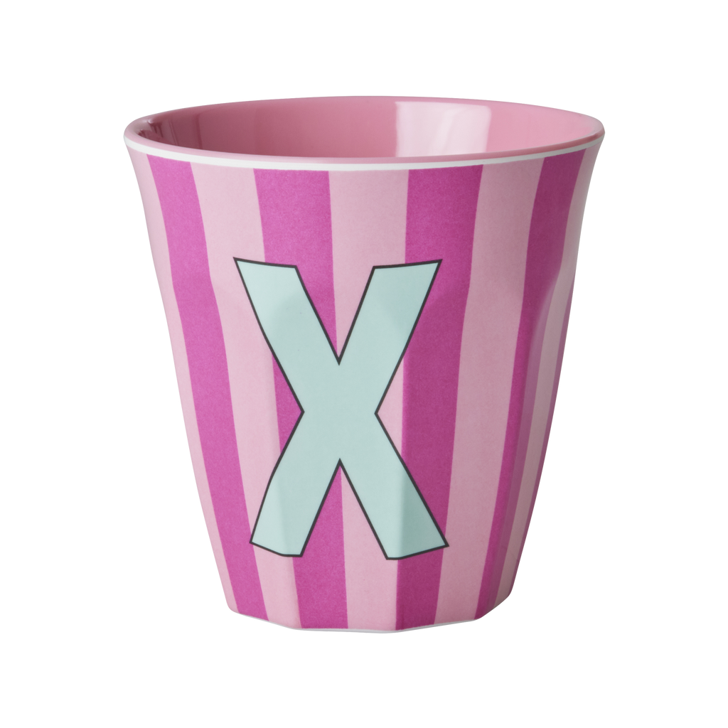 Striped Melamine Cup / Letter X