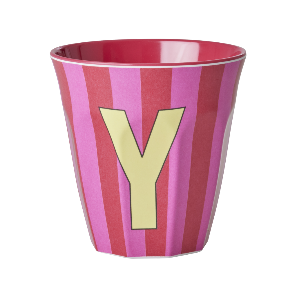 Striped Melamine Cup / Letter Y