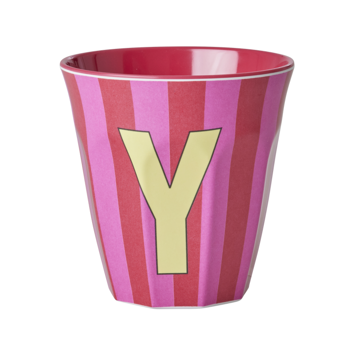 Striped Melamine Cup / Letter Y