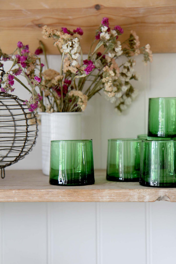 Moroccan Recycled Glass Tumbler / Green / 200ml
