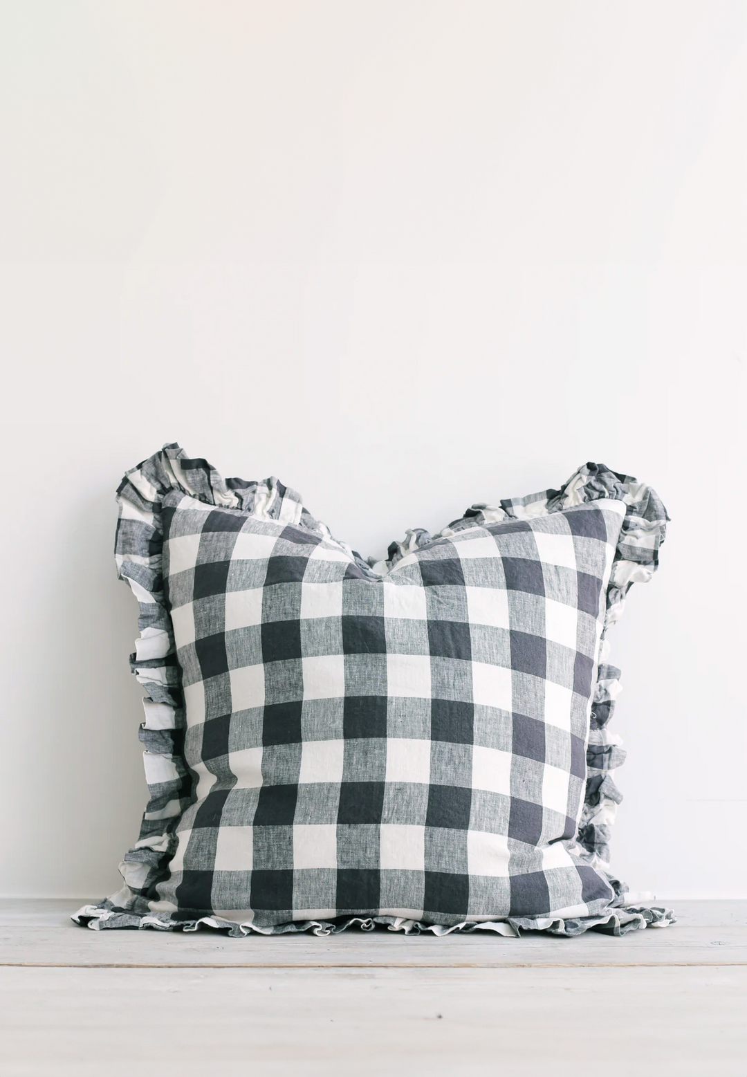 Olivia Linen Cushion / Midnight Gingham / 58x58cm