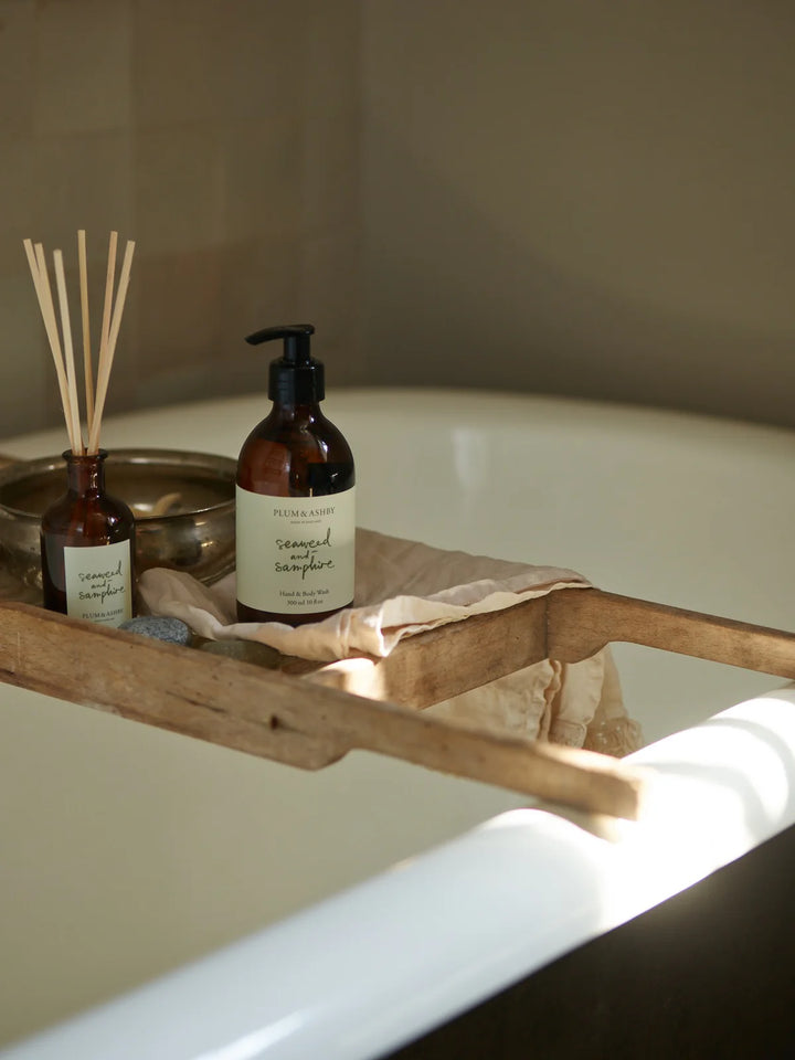 plum and ashby diffuser wild fig and saffron in bathroom