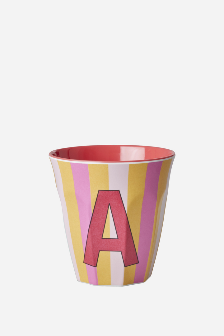 Striped Melamine Cup / Letter A