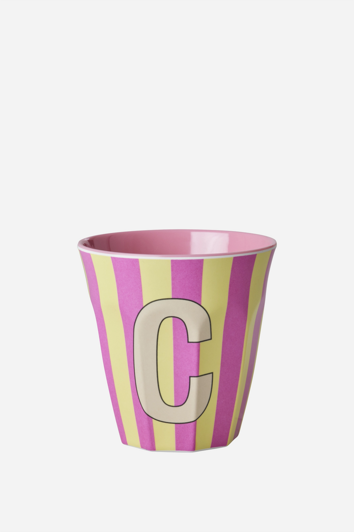 Striped Melamine Cup / Letter C