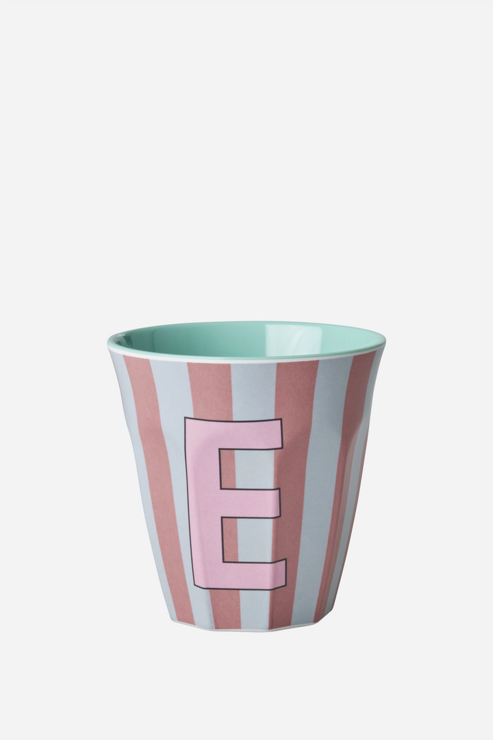 Striped Melamine Cup / Letter E