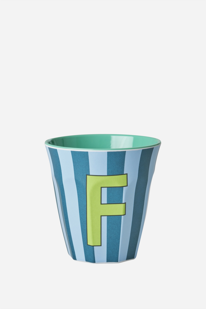 Striped Melamine Cup / Letter F