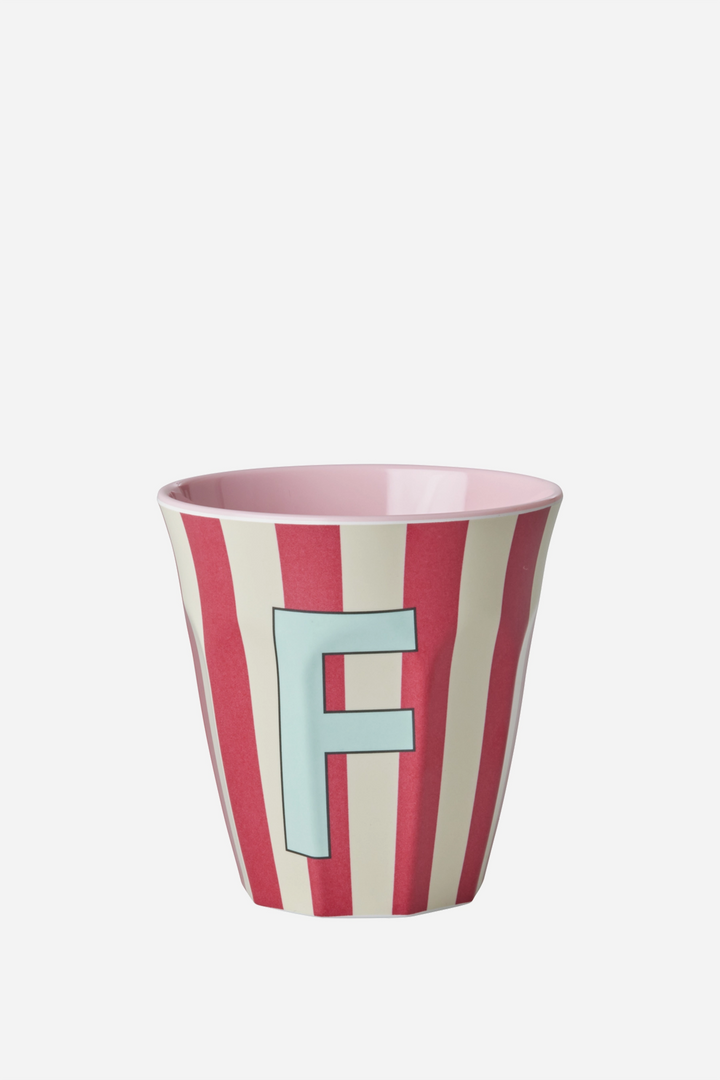 Striped Melamine Cup / Letter F