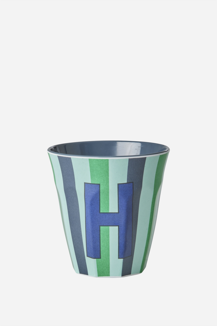Striped Melamine Cup / Letter H
