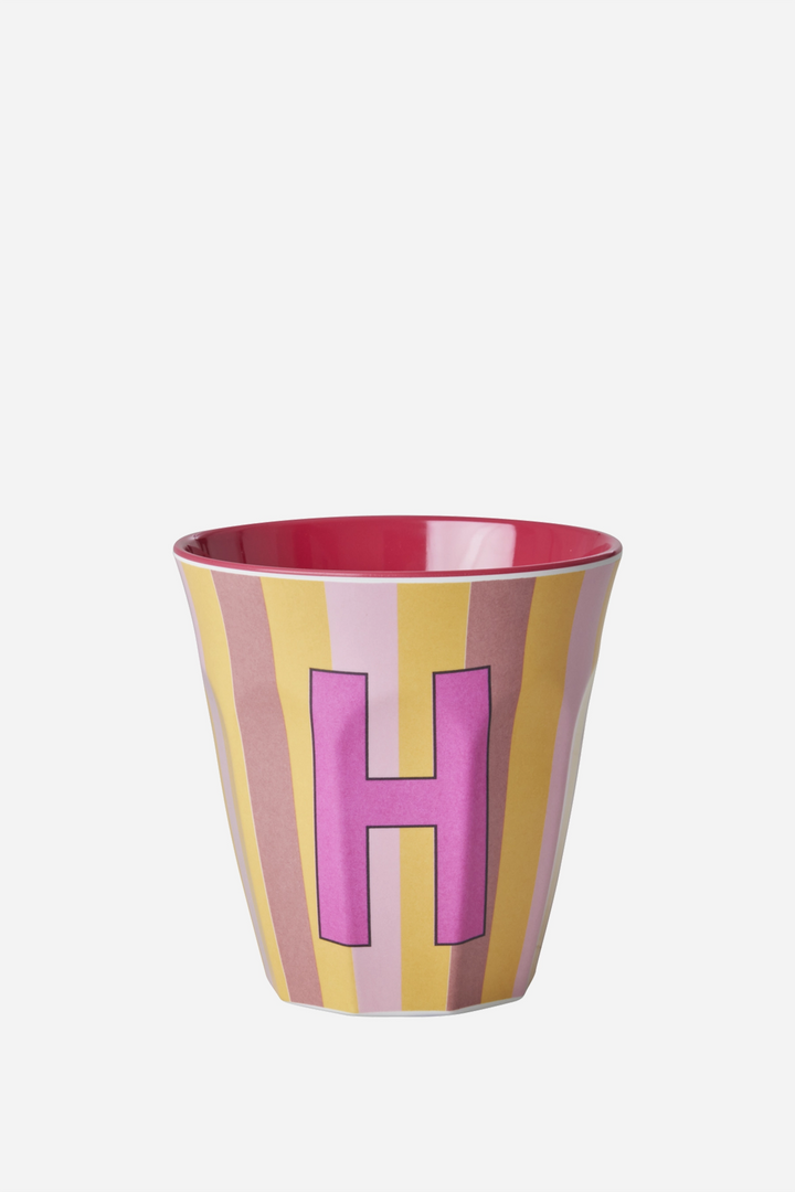 Striped Melamine Cup / Letter H