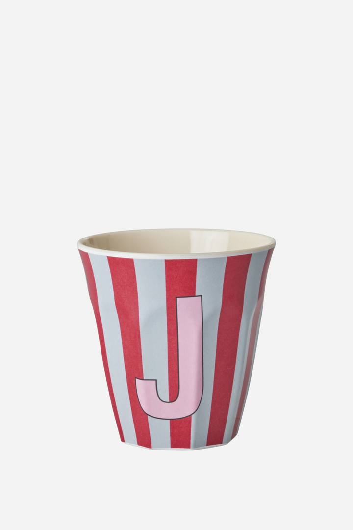 Striped Melamine Cup / Letter J